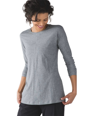 Lululemon Trapeze Pima Cotton Long Sleeve Gray Crew Tee Size 8